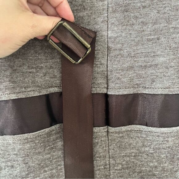 Mango Suit Brown Wool Blend Boatneckl 3/4 Sleeve Sheath Dress - Picture 4 of 11